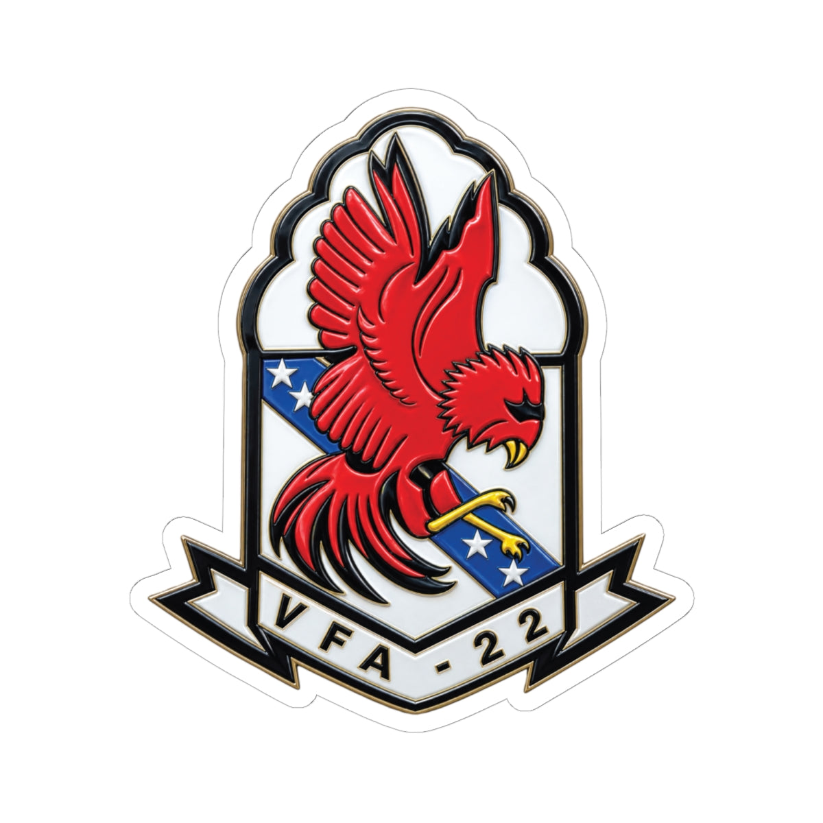 Kiss-Cut Stickers - Strike Fighter Squadron 22nd - SSI without Txt - Fighting Redcocks - 3D - Enhanced