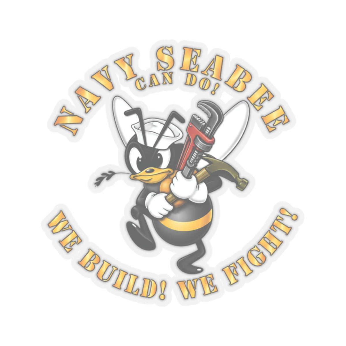 Kiss-Cut Stickers - Navy - Navy SeaBee - w Wrench and Hammer X 300