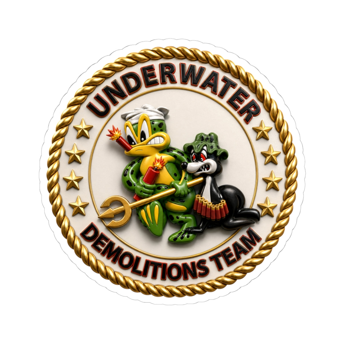Kiss-Cut Stickers - Navy - SOF - Underwater Demolitions Team - Sammy - Freddie - 3D - Enhanced