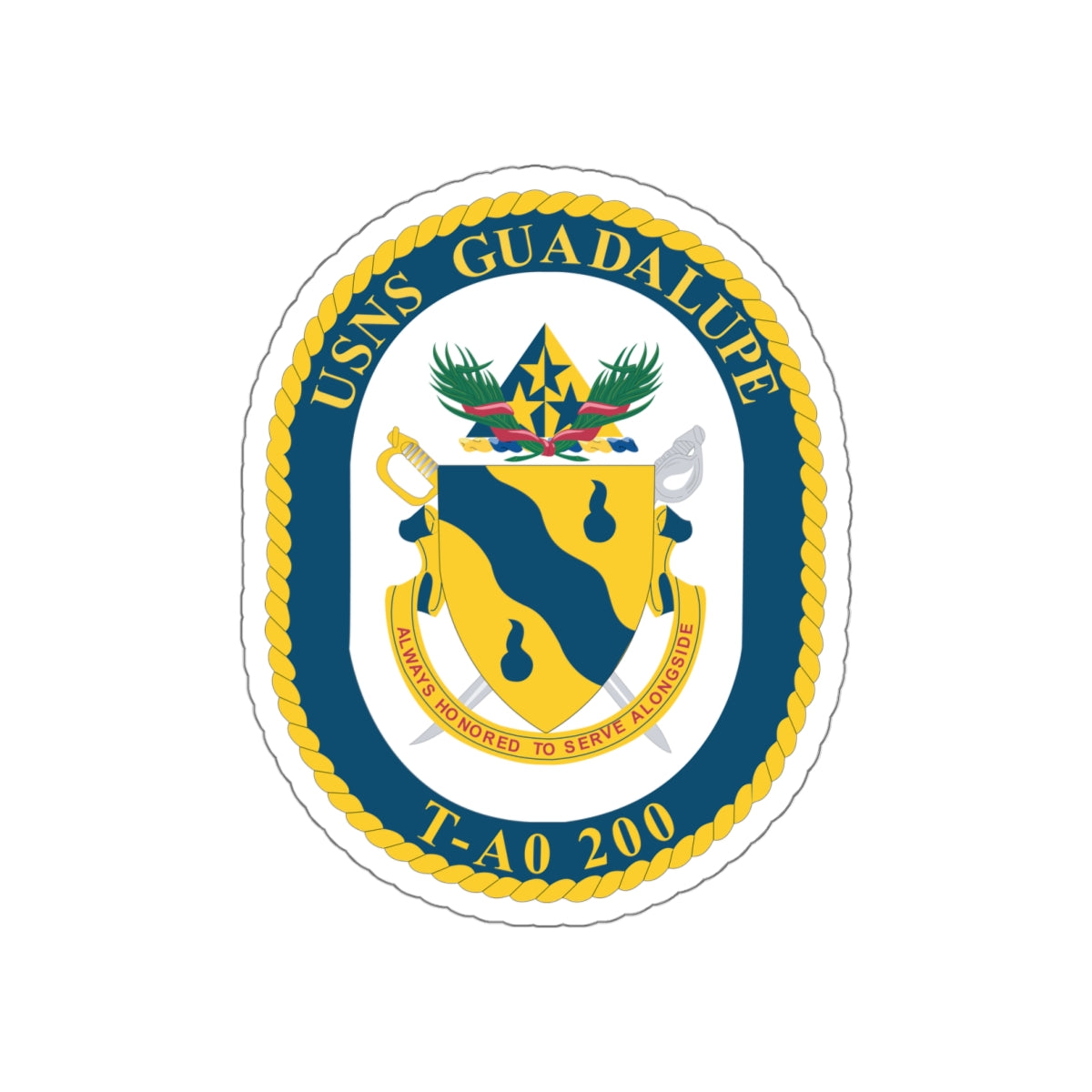 Die-Cut Vinyl Sticker - Navy - USNS Guadalupe (T-AO 200) wo txt X 300