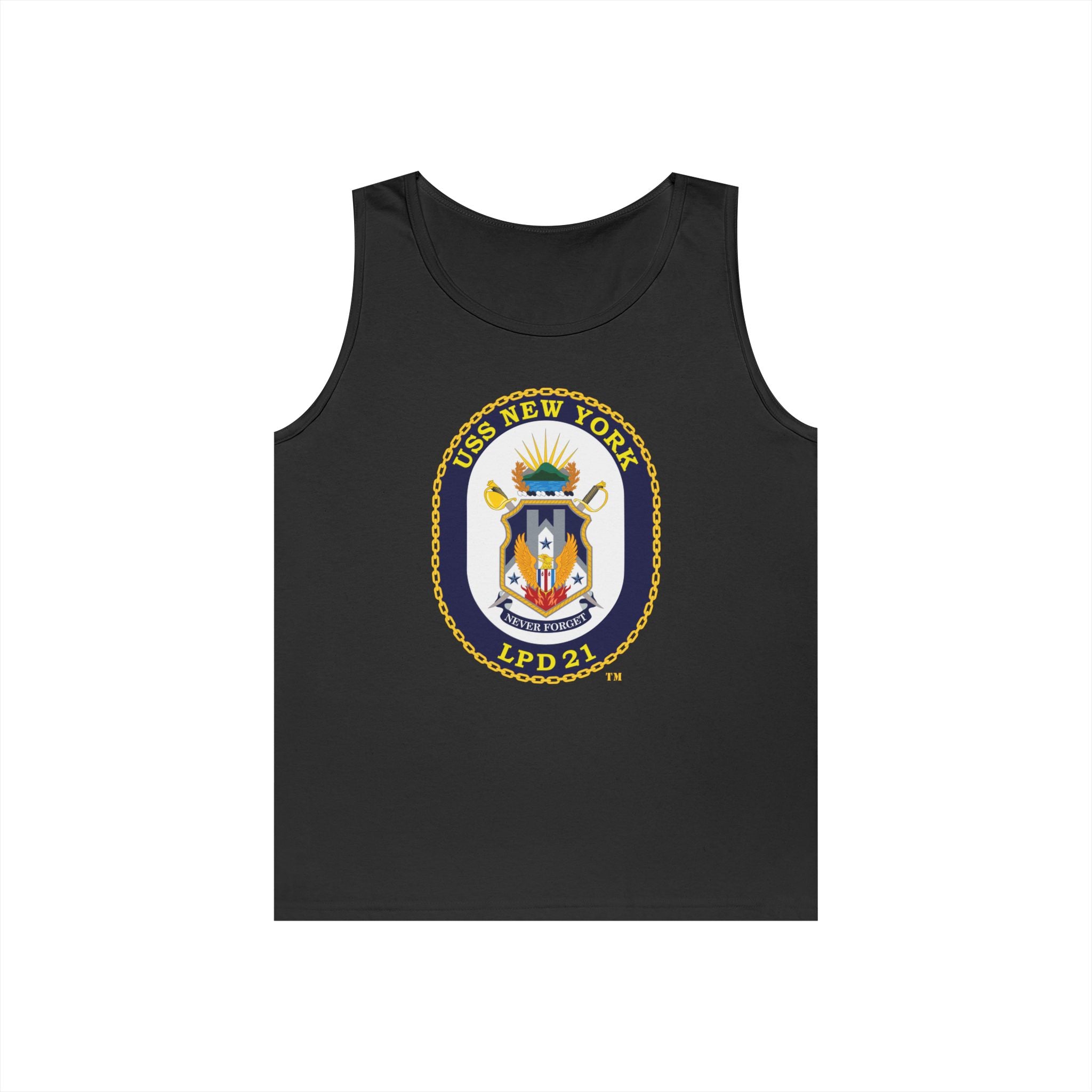Unisex Heavy Cotton Tank Top - Navy - USS New York (LPD-21) wo txt