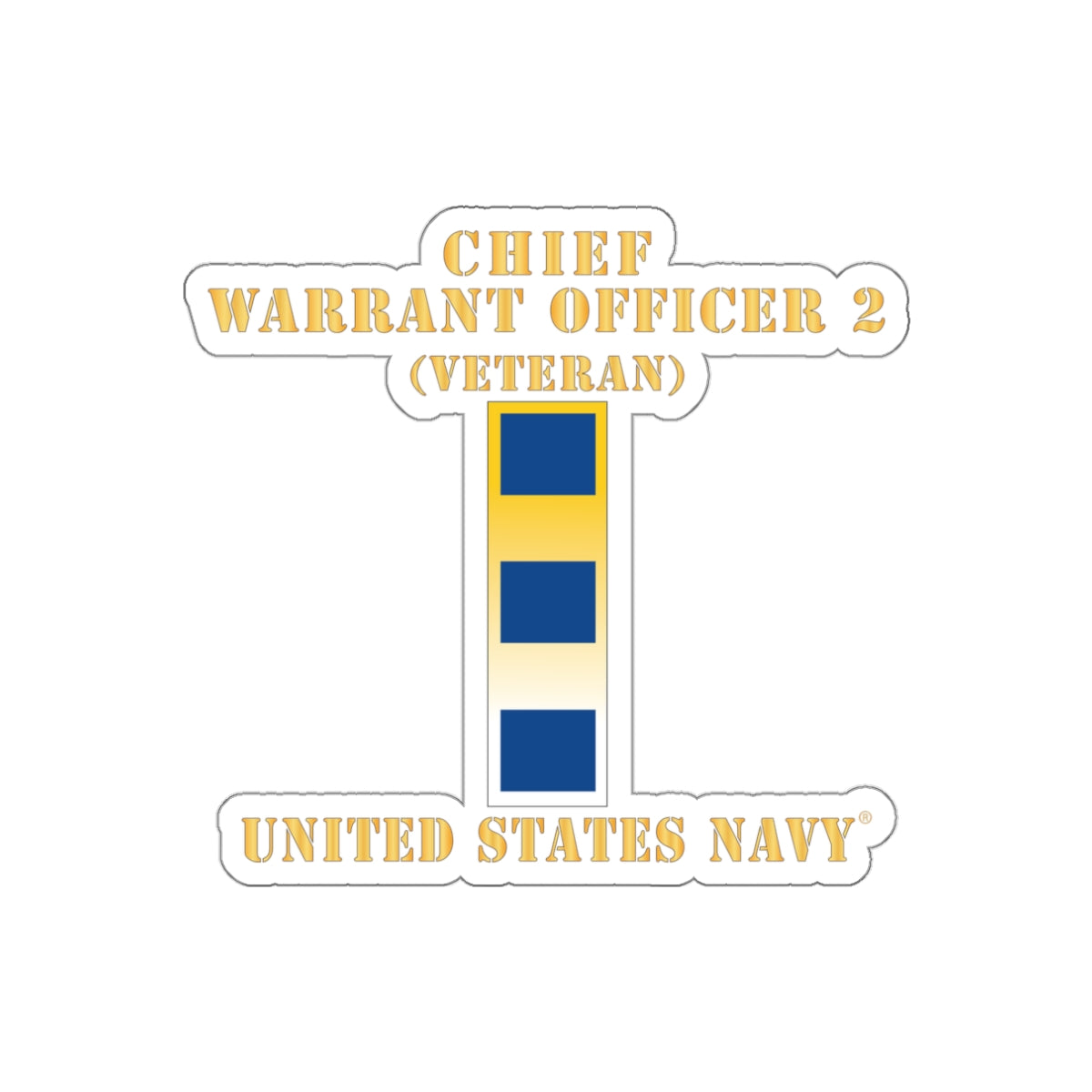 Die-Cut Vinyl Sticker - Navy - Chief Warrant Officer 2 - CW02 - Veteran