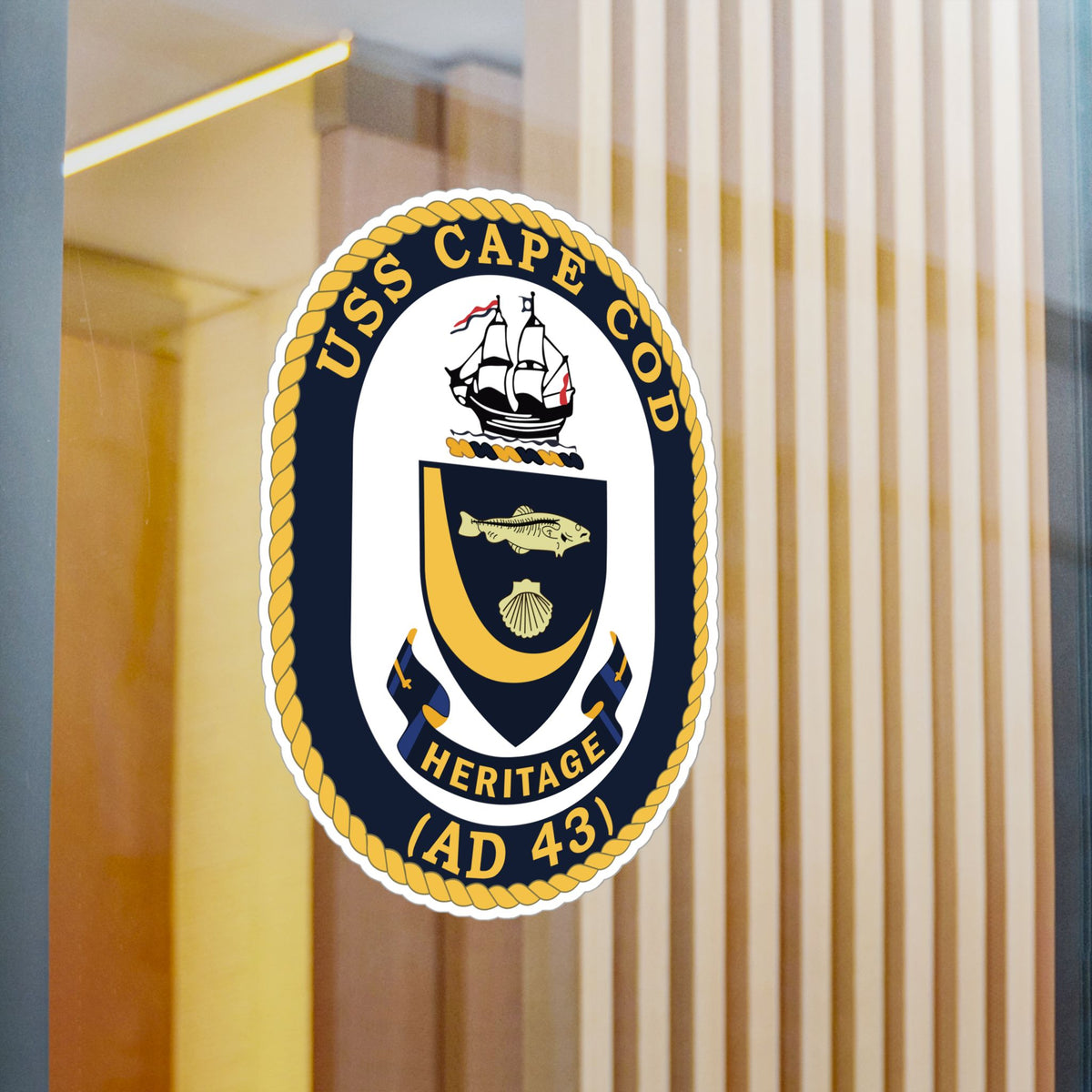 Kiss-Cut Vinyl Decal - Navy - USS Cape Cod (AD 43) wo txt X 300
