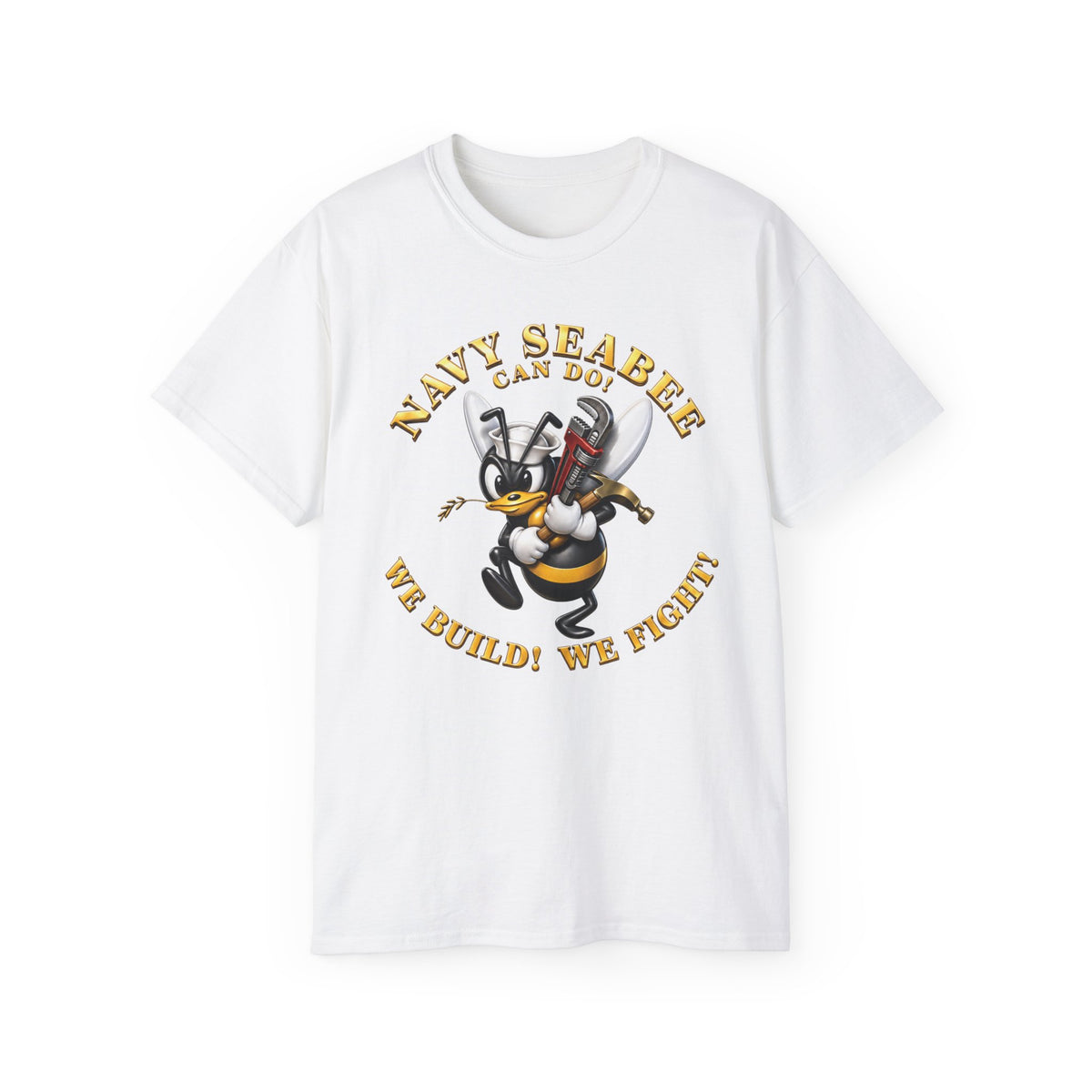 Unisex Ultra Cotton T-Shirt - Navy - Navy SeaBee - w Wrench and Hammer - 3D - Enhanced X 300