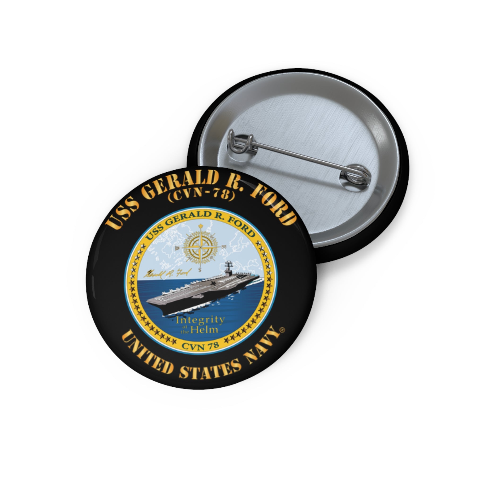 Custom Pin Button - Navy - USS Gerald R. Ford (CVN-78)
