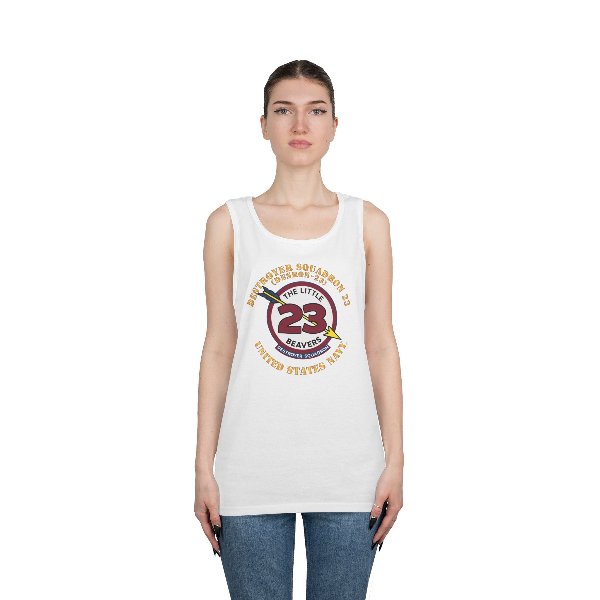 Unisex Heavy Cotton Tank Top - Navy - Destroyer Squadron 23 (DESRON-23)