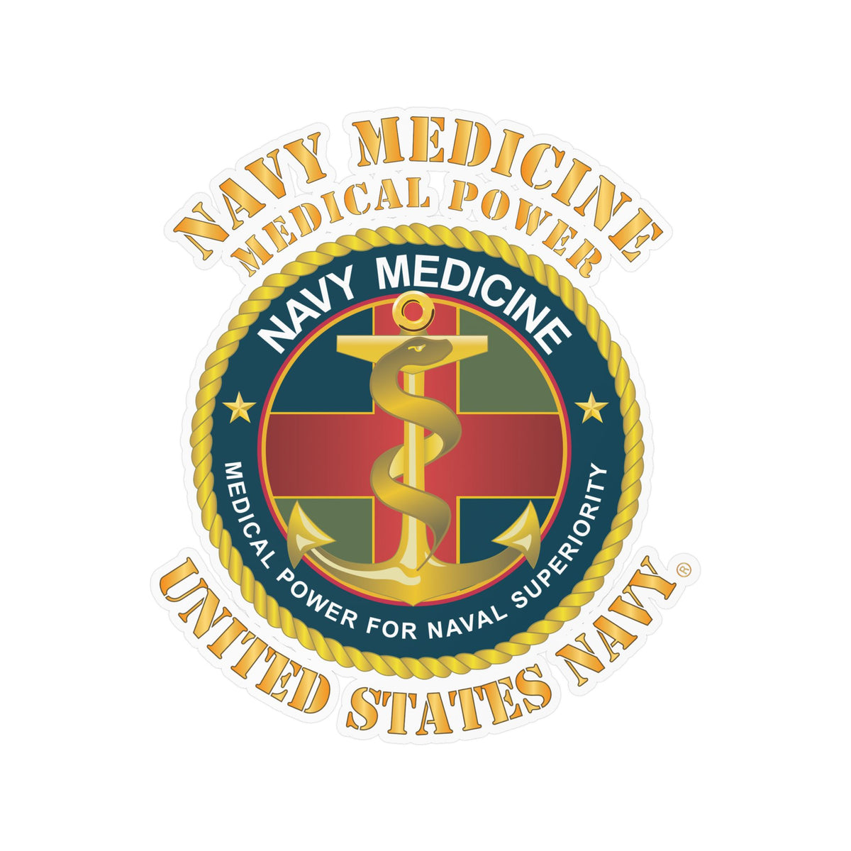 Kiss-Cut Vinyl Decal - Navy Medicine - Medical Power for Naval Superiority X 300