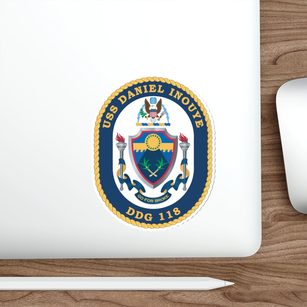 Die-Cut Vinyl Sticker - Navy - USS Daniel Inouye (DDG-118) wo txt