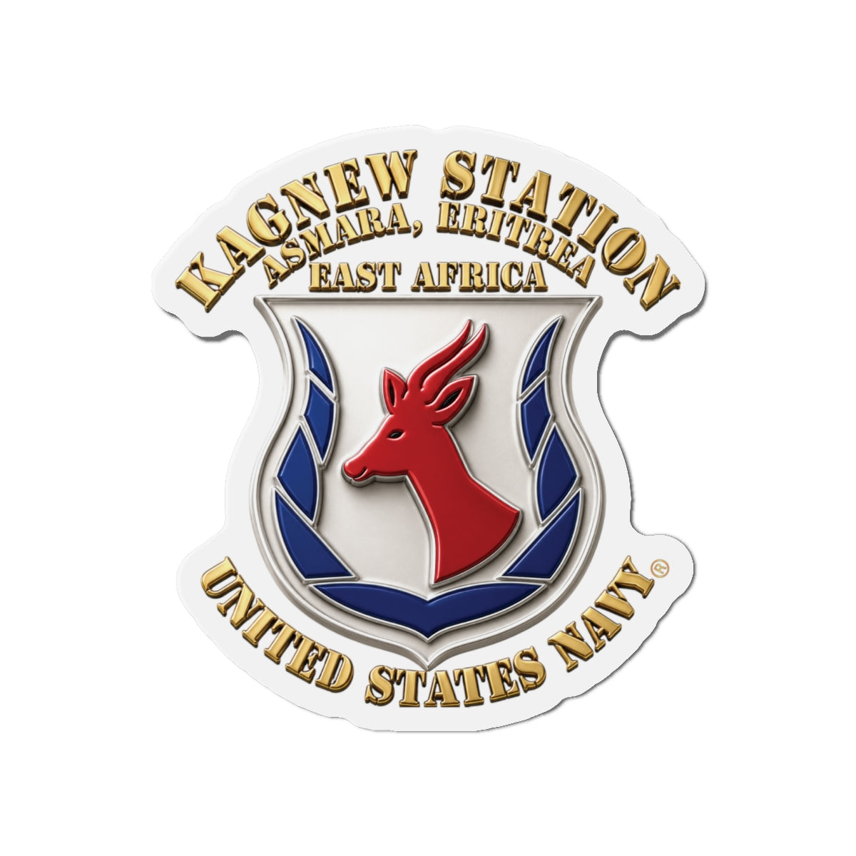 Die-Cut Magnet - Navy - Kagnew Station - Asmara, Eritrea - East Africa - 3D X 300