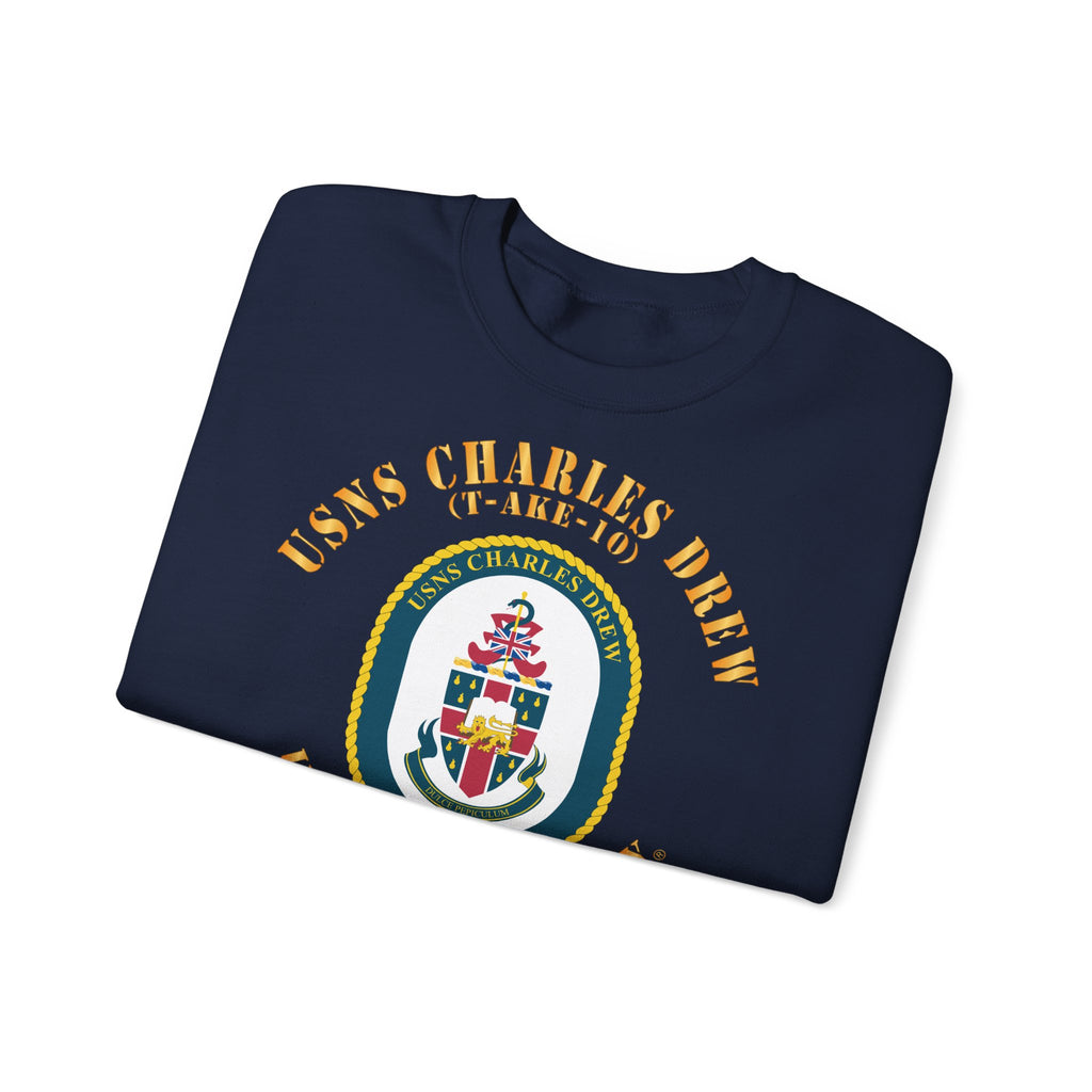 Unisex Heavy Blend™ Crewneck Sweatshirt - Navy - USNS Charles Drew (T-AKE 10)