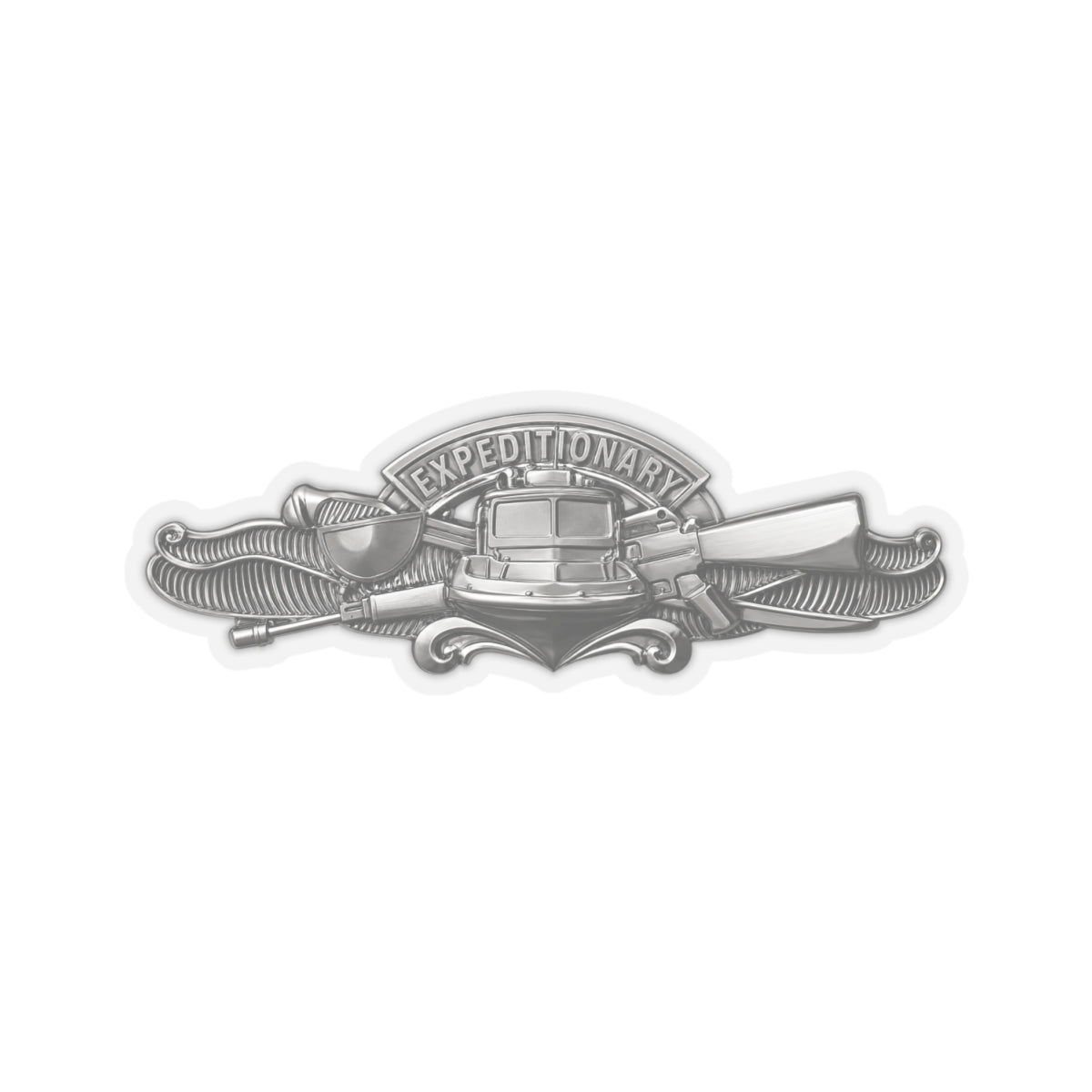 Kiss-Cut Stickers - Navy - Badge - Expeditionary Warfare (EXW) wo txt - Officer - 3D - Enhanced
