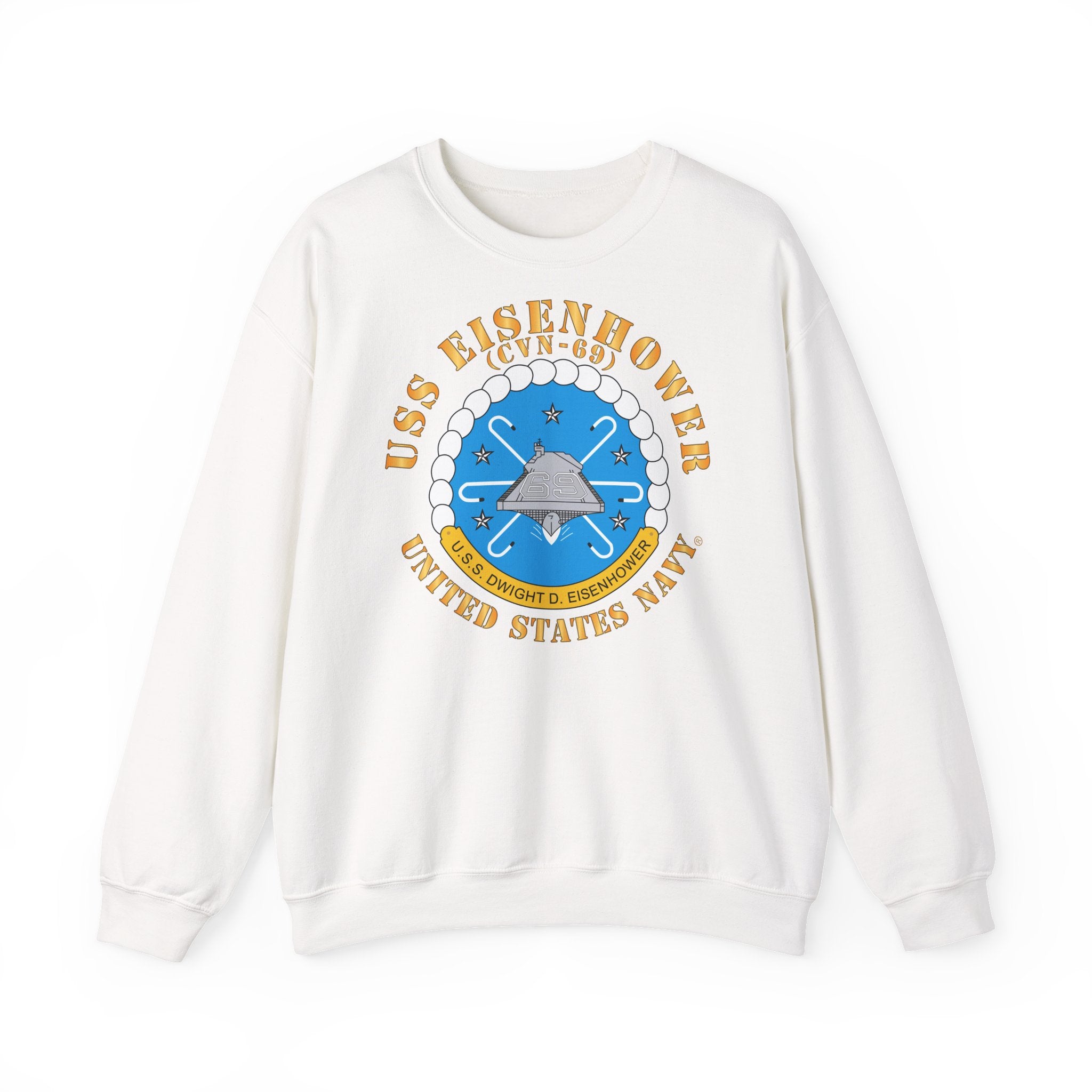 Unisex Heavy Blend™ Crewneck Sweatshirt - USS Dwight D. Eisenhower (CVN-69) Crest with Txt