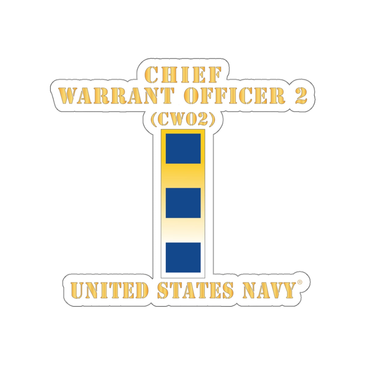 Die-Cut Vinyl Sticker - Navy - Chief Warrant Officer 2 - CW02