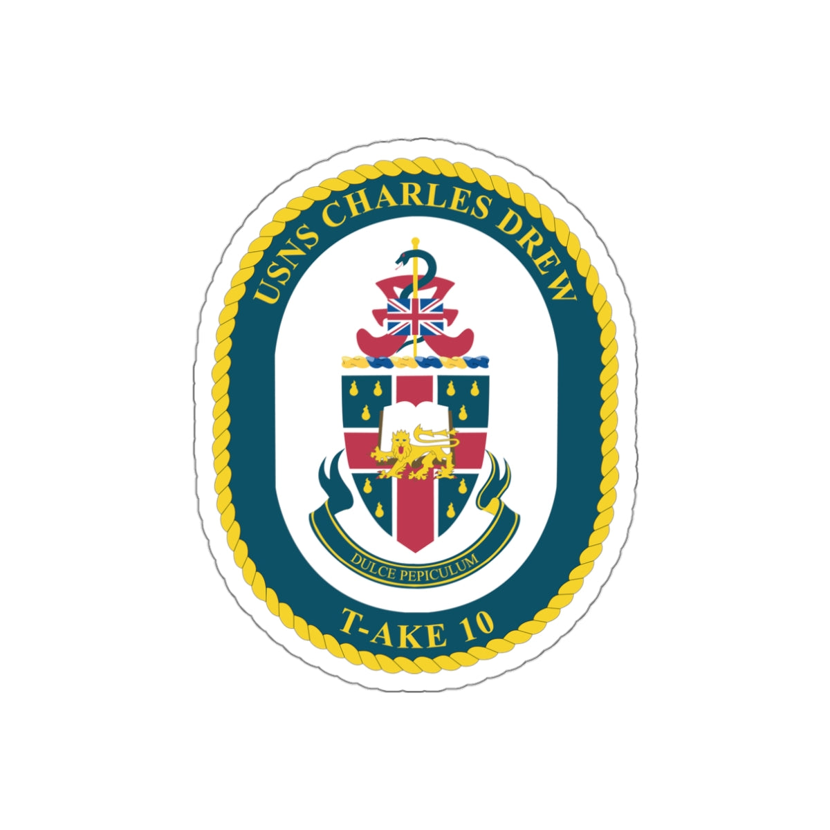 Die-Cut Vinyl Sticker - Navy - USNS Charles Drew (T-AKE 10) wo txt