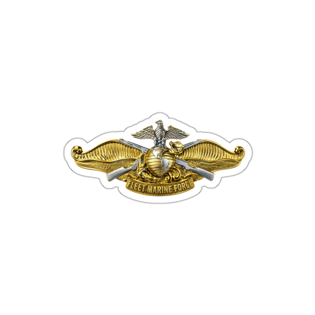 Die-Cut Vinyl Sticker - Navy - Badge - Fleet Marine Force (FMF) wo txt - Officer - 3D - Enhanced