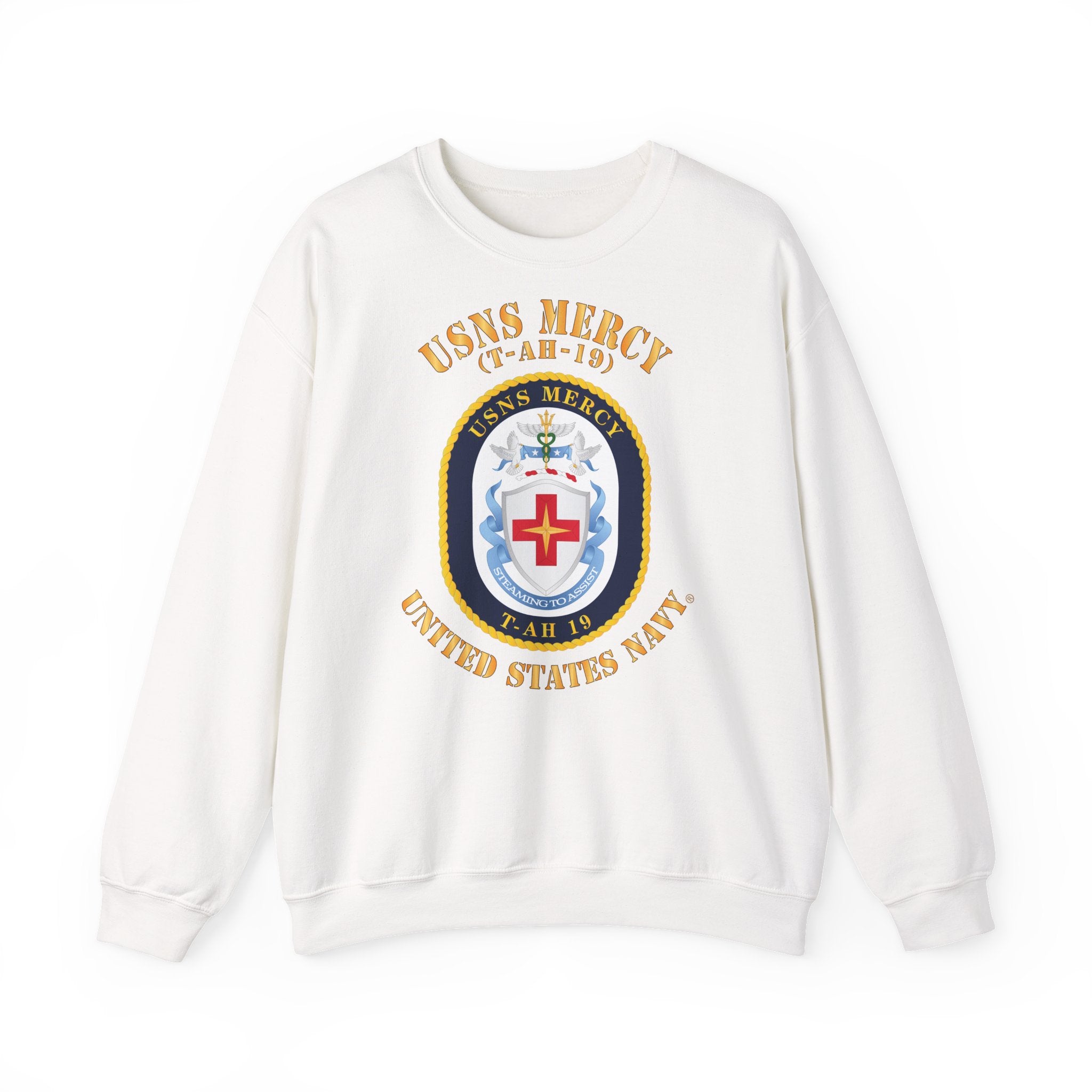 Unisex Heavy Blend™ Crewneck Sweatshirt - Navy - USNS Mercy (T-AH-19)