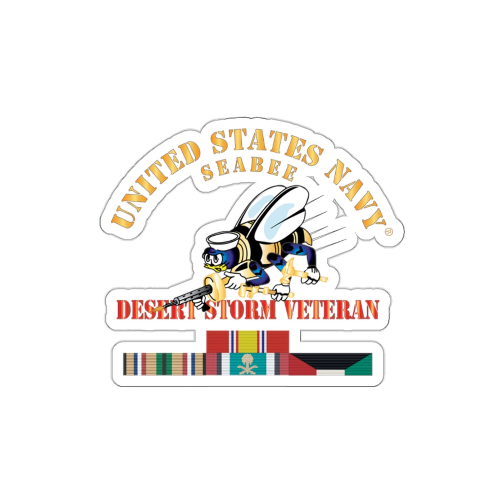 Die-Cut Vinyl Sticker - Navy - Seabee - Desert Storm Veteran