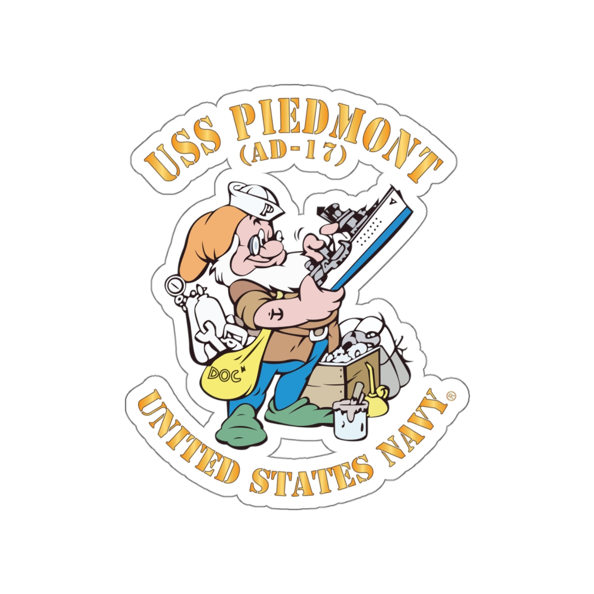 Die-Cut Vinyl Sticker - Navy - USS Piedmont (AD-17)