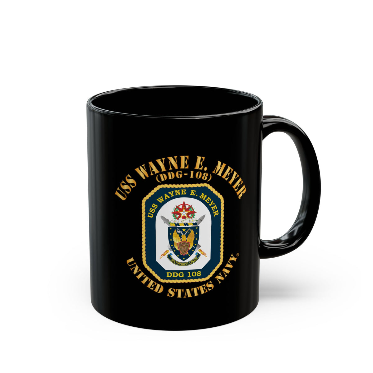 Black Mug (11oz, 15oz) - Navy - USS Wayne E. Meyer (DDG-108) X 300
