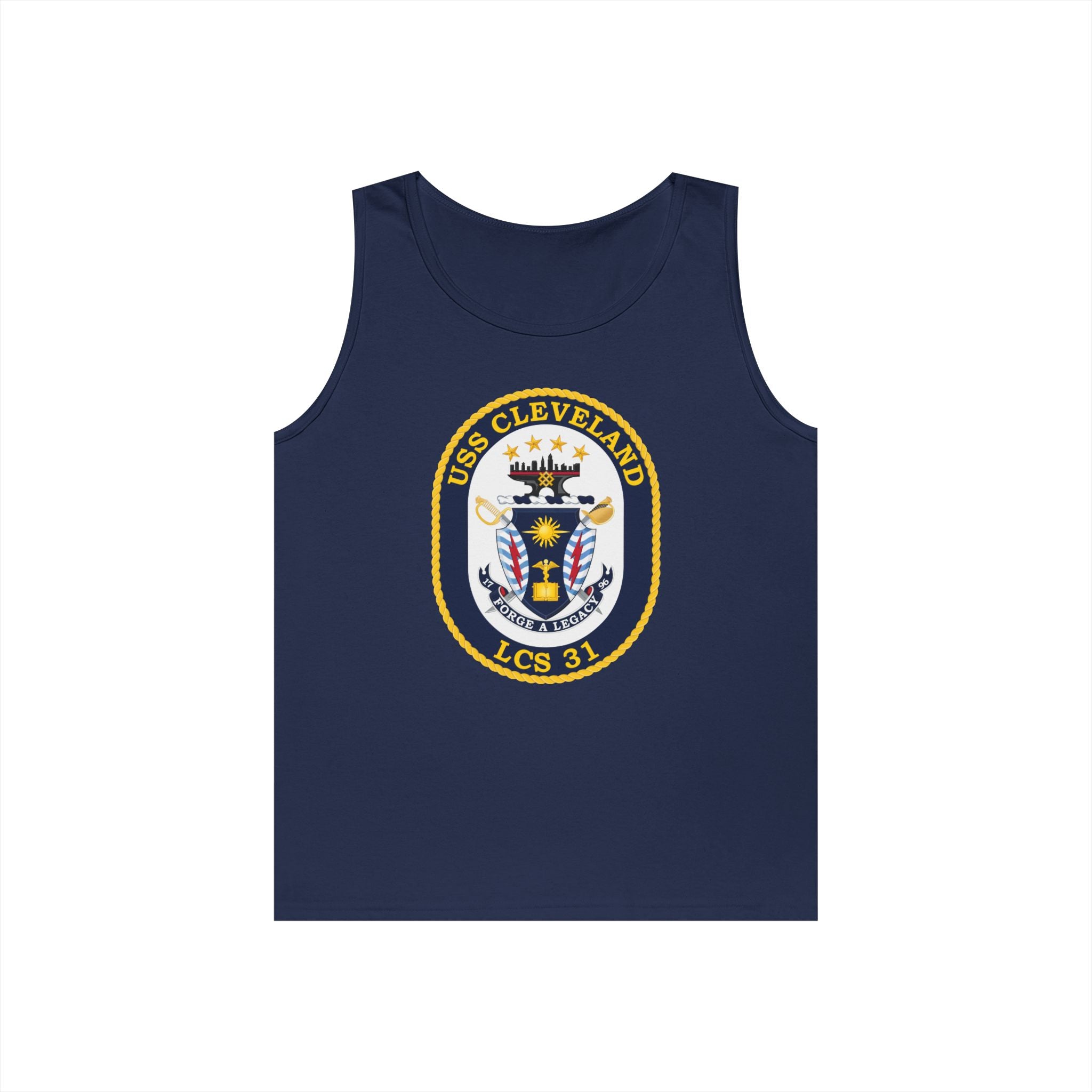 Unisex Heavy Cotton Tank Top - Navy - USS Cleveland (LCS-31) wo txt
