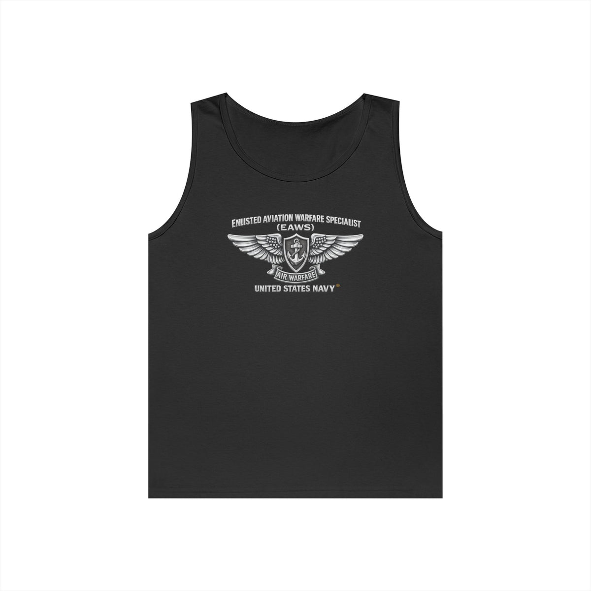 Unisex Heavy Cotton Tank Top - Navy - Badge - Enlisted Aviation Warfare Specialist