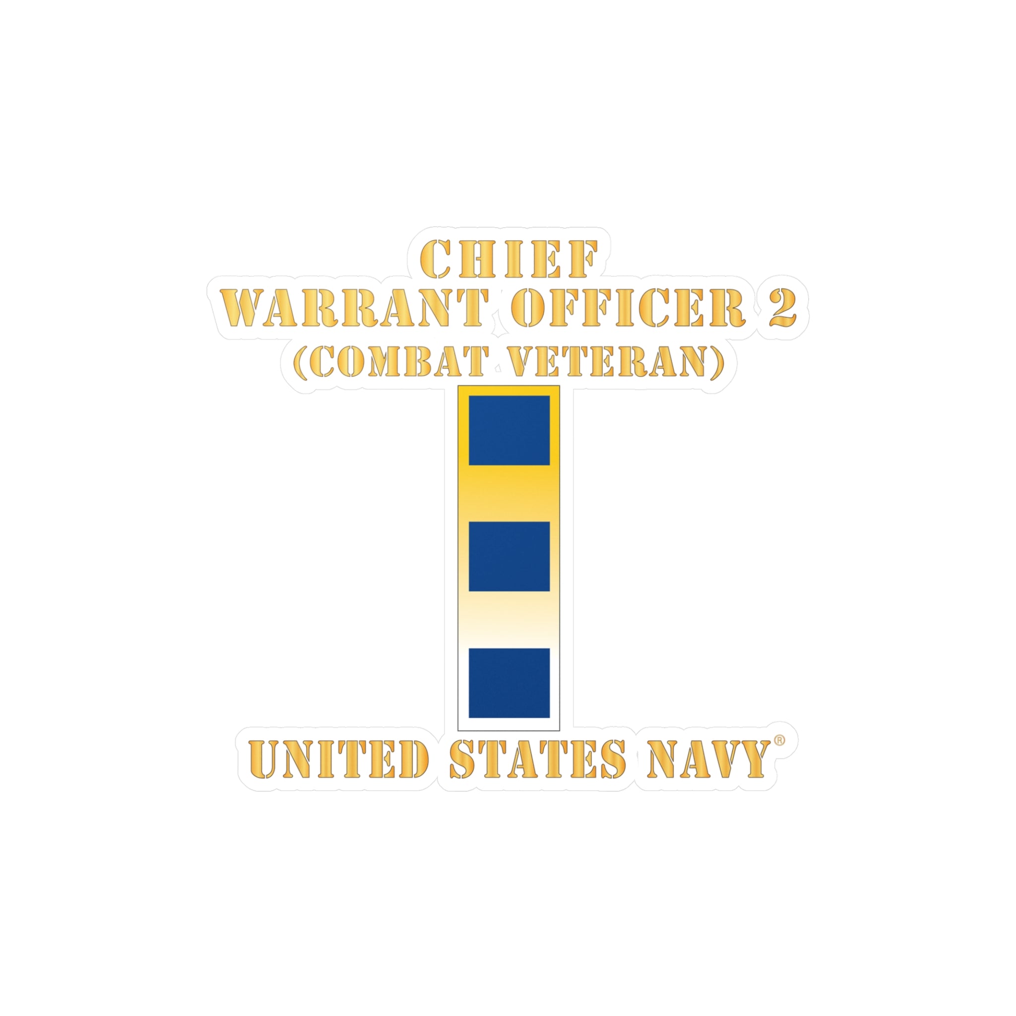Kiss-Cut Vinyl Decal - Navy - Chief Warrant Officer 2 - CW02 - Combat Veteran