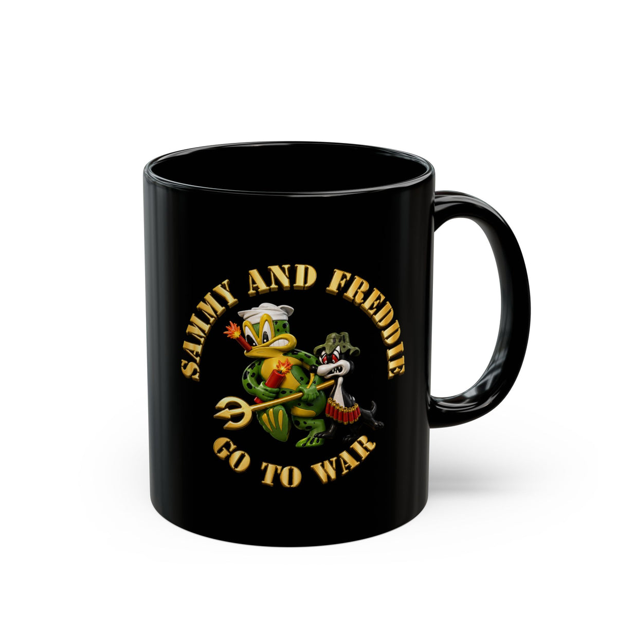 Black Mug (11oz, 15oz) - Navy - SOF - Sammy - Freddie - Go to War - 3D - Enhanced