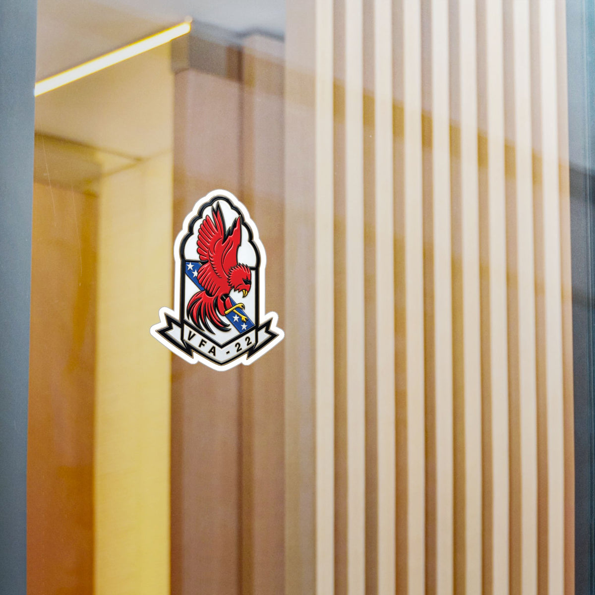 Kiss-Cut Vinyl Decal - Strike Fighter Squadron 22nd - SSI without Txt - Fighting Redcocks - 3D - Enhanced