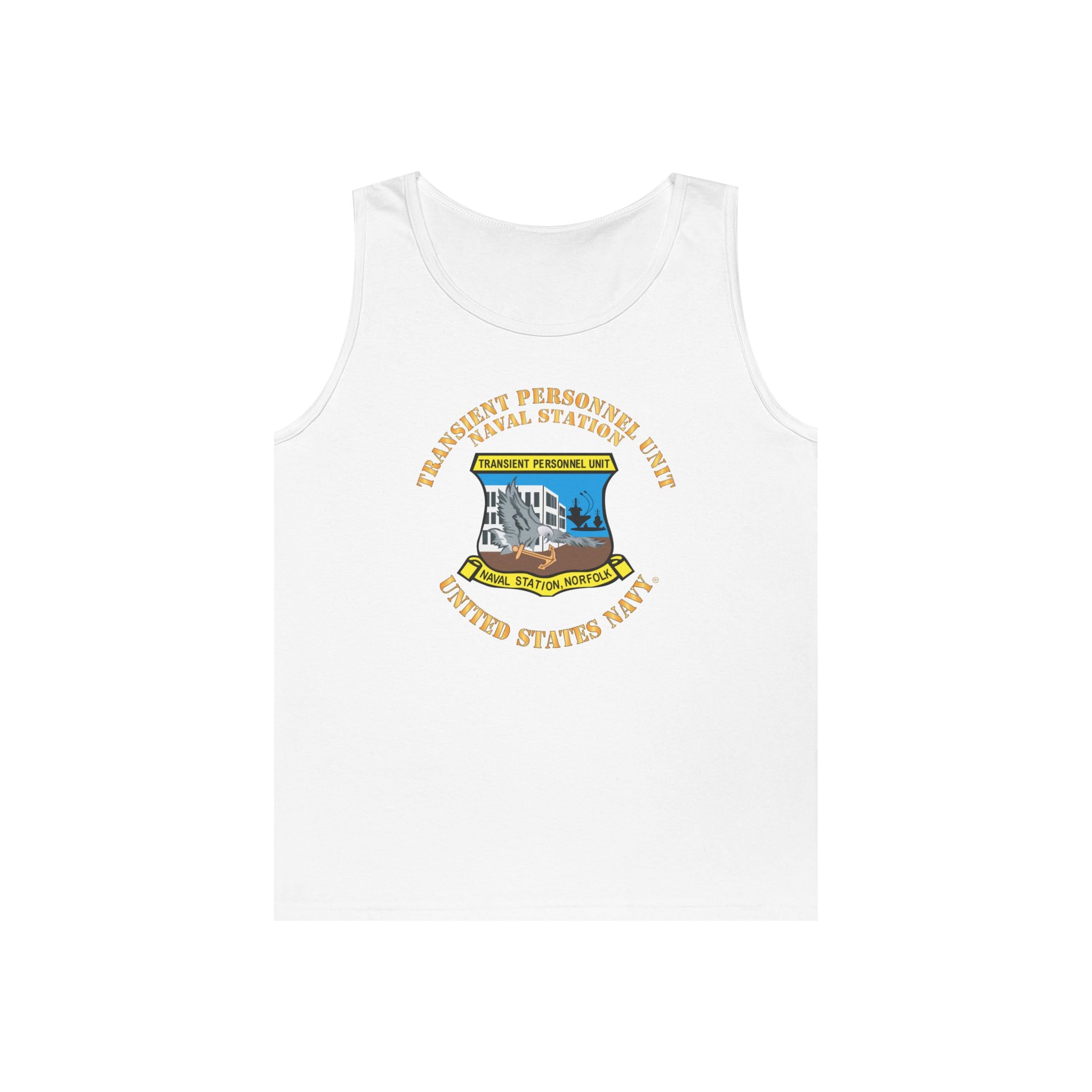 Unisex Heavy Cotton Tank Top - Navy - Transient Personnel Unit - Naval Station Norfolk
