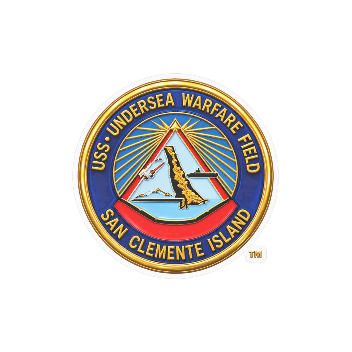Kiss-Cut Vinyl Decal - Navy - USS Undersea Warfare Field - San Clemente Island - Crest - 3D - Enhanced