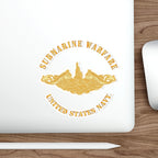Die-Cut Vinyl Sticker - Navy - Submarine Badge - Gold