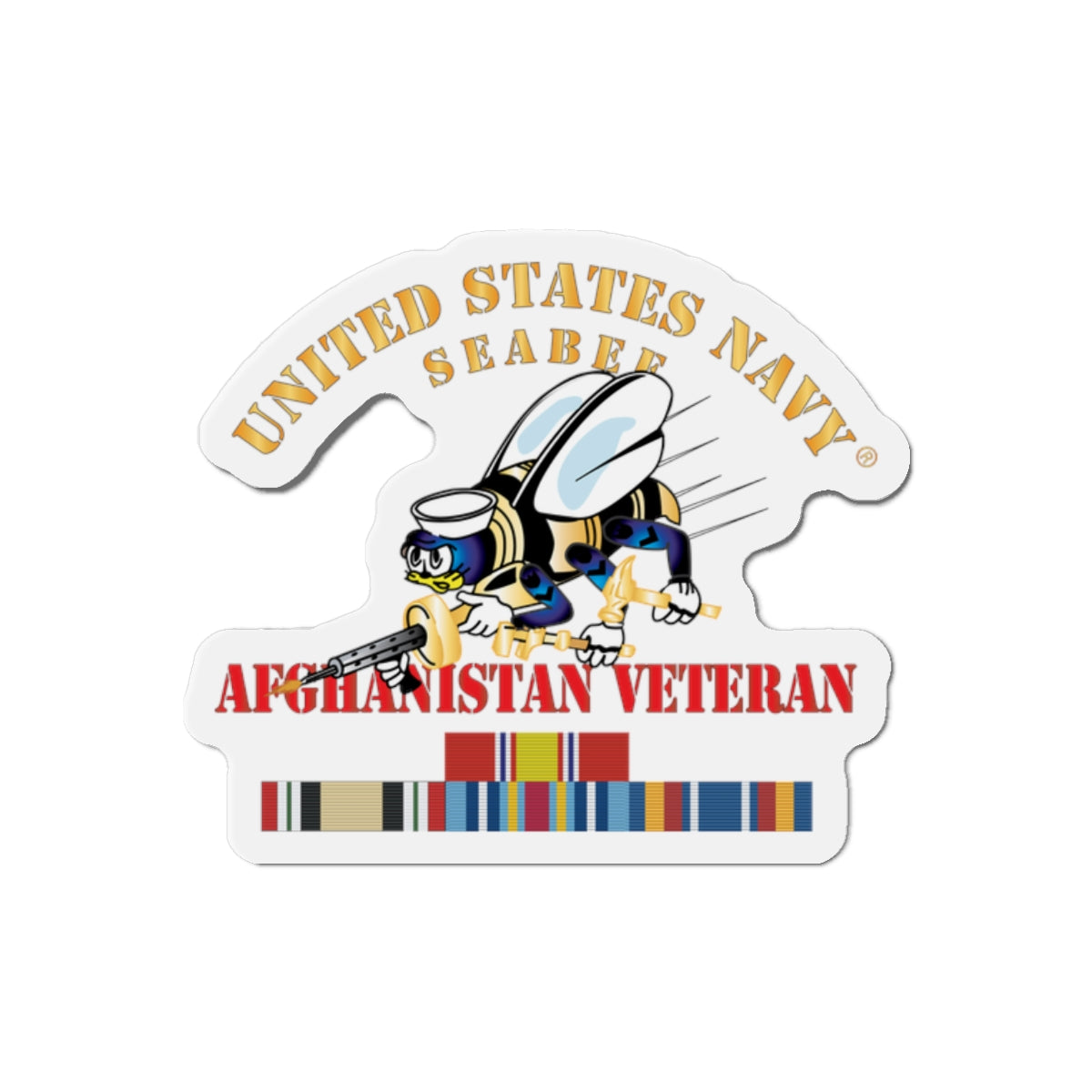 Die-Cut Magnet - Navy - Seabee - Afghanistan Veteran