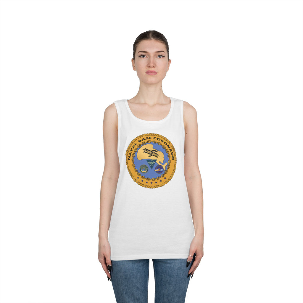 Unisex Heavy Cotton Tank Top - Navy - Naval Base Coronado wo txt