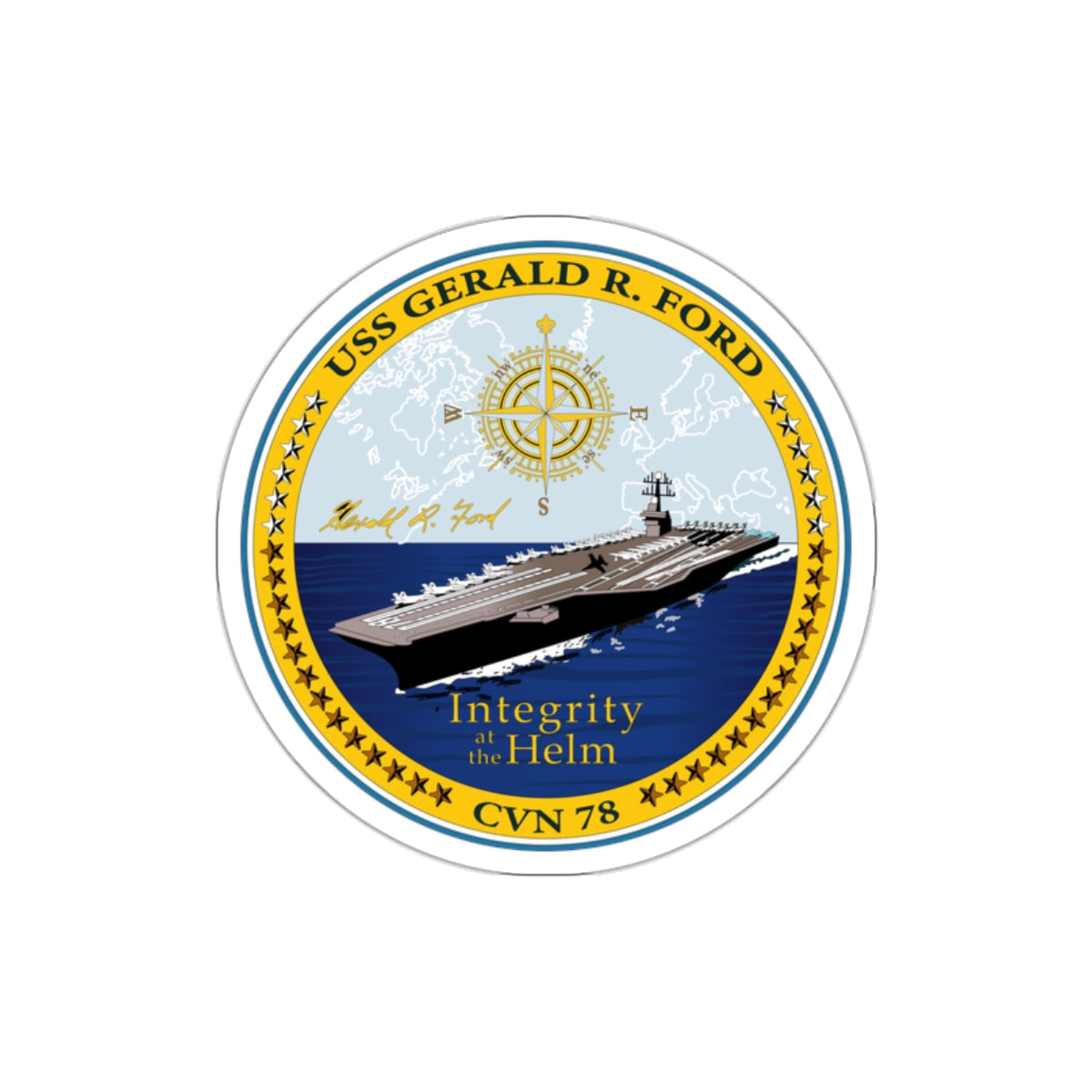 Die-Cut Vinyl Sticker - Navy - USS Gerald R. Ford (CVN-78) wo txt