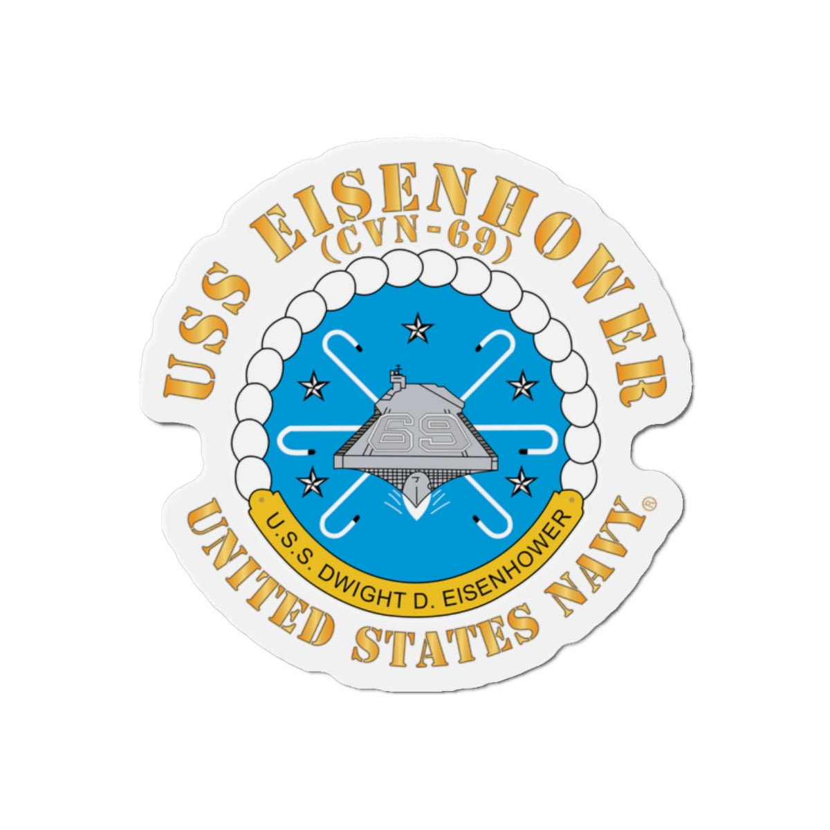 Die-Cut Magnet - USS Dwight D. Eisenhower (CVN-69) Crest with Txt