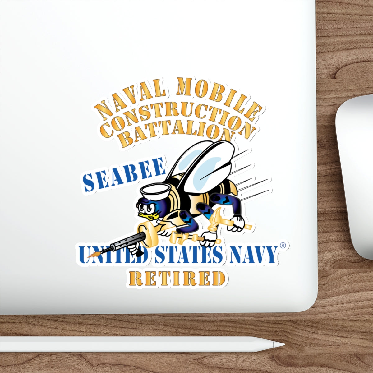 Die-Cut Vinyl Sticker - Navy - Seabee - Retired