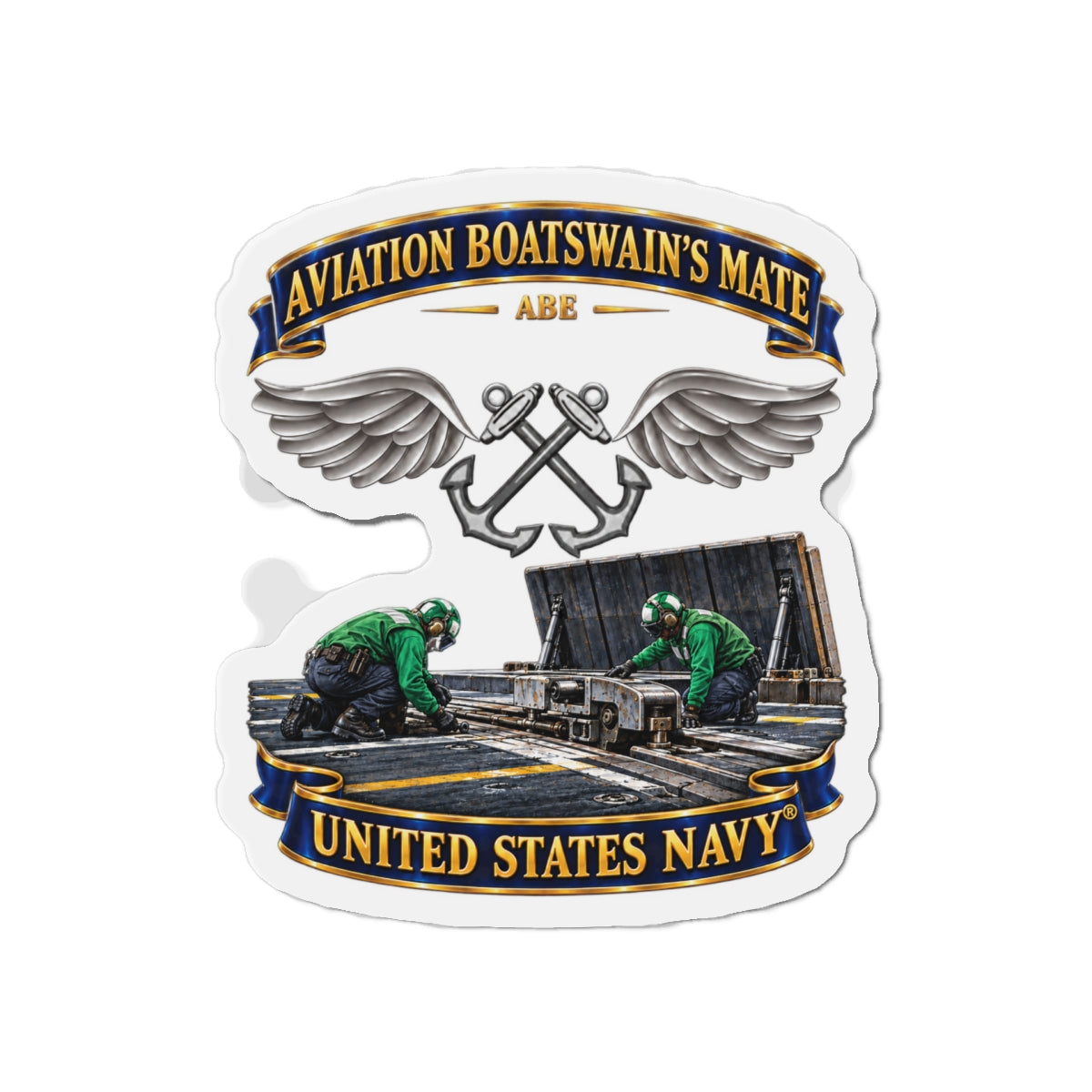 Die-Cut Magnet - Navy - Rate - Aviation Boatswain's Mate (ABE) - with Scene - 3D - Enhanced