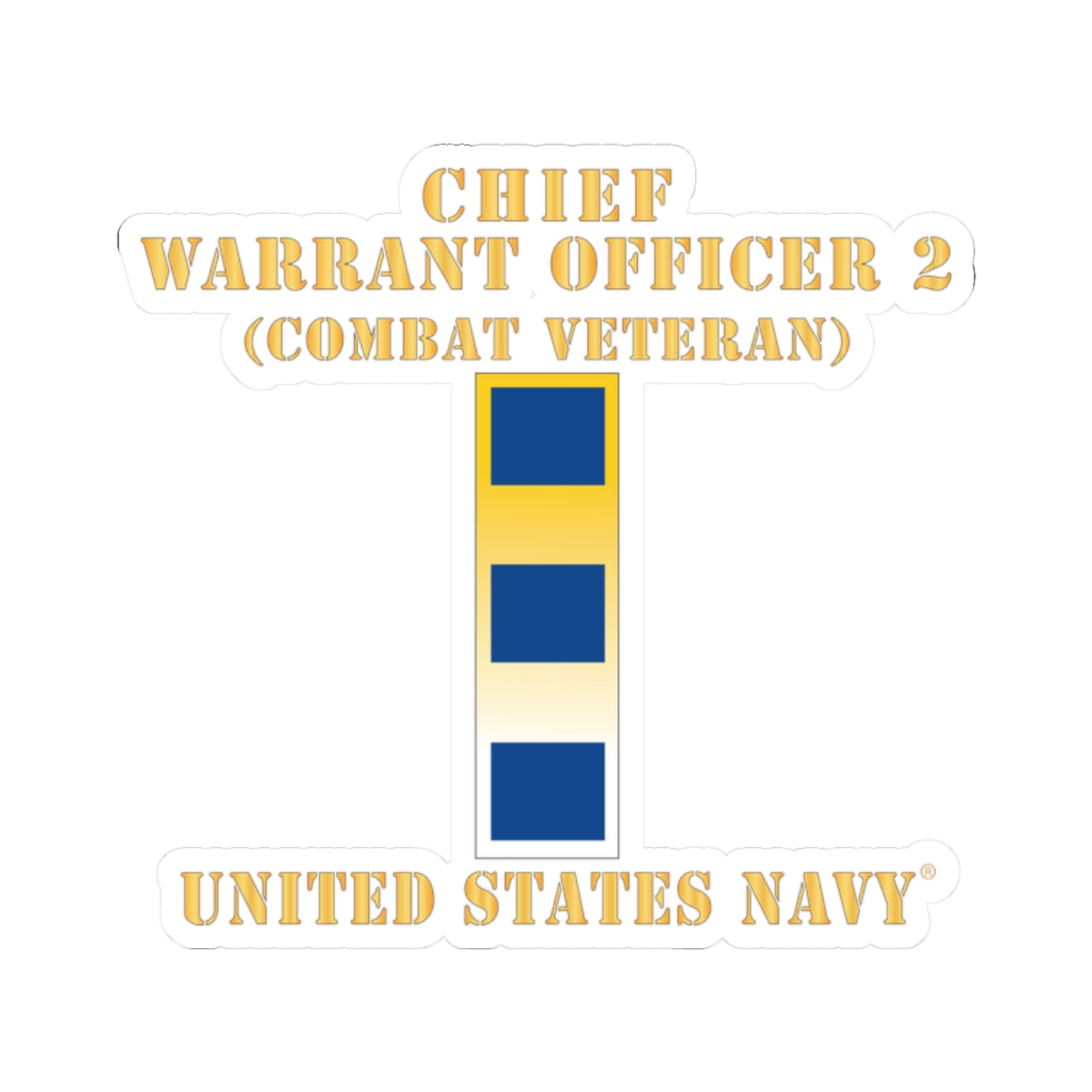 Kiss-Cut Stickers - Navy - Chief Warrant Officer 2 - CW02 - Combat Veteran