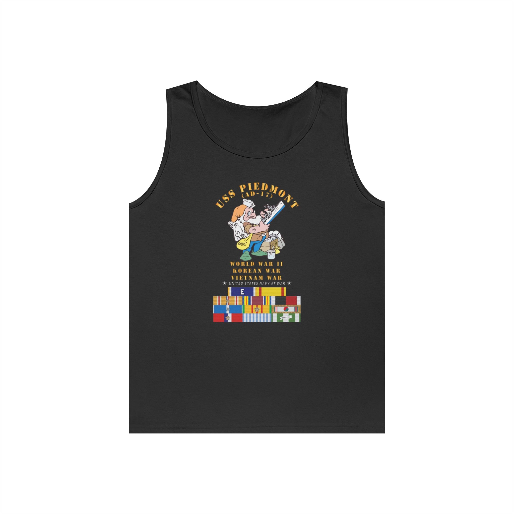 Unisex Heavy Cotton Tank Top - Navy - USS Piedmont (AD-17) w WWII - KOREA - VN SVC