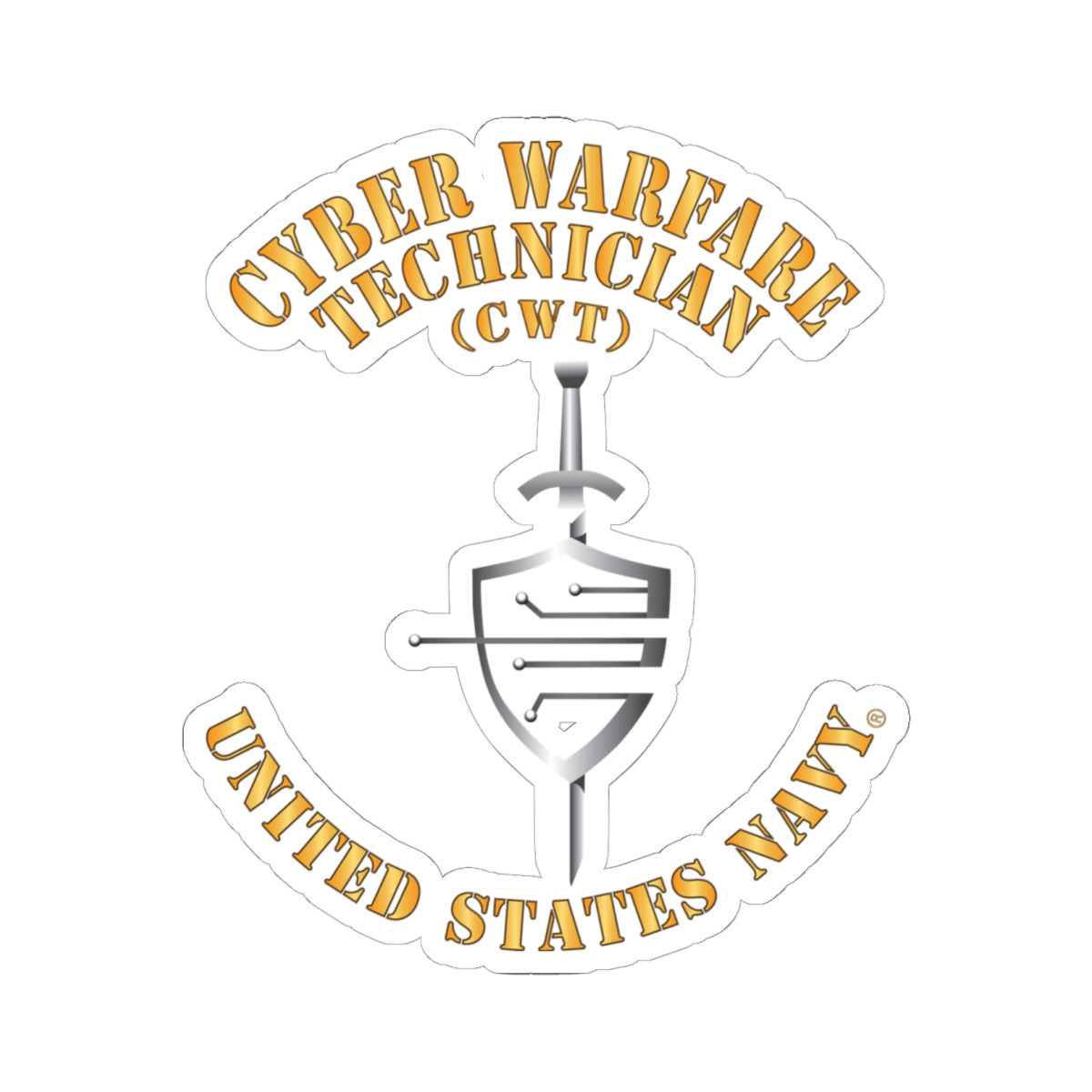 Kiss-Cut Stickers - Navy - Rate - Cyber Warfare Technician (CWT)