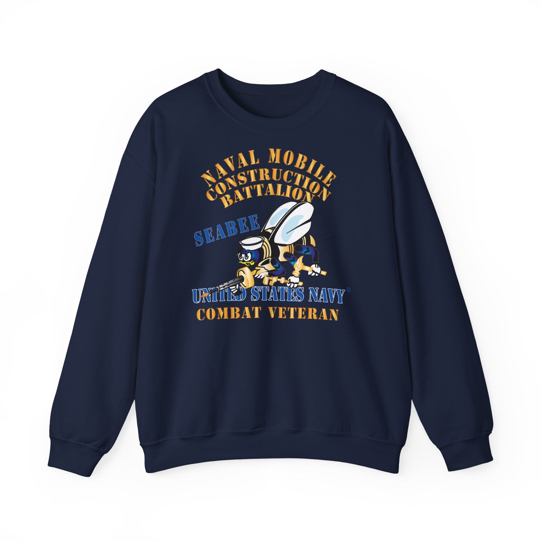 Unisex Heavy Blend™ Crewneck Sweatshirt - Navy - Seabee - Combat Veteran