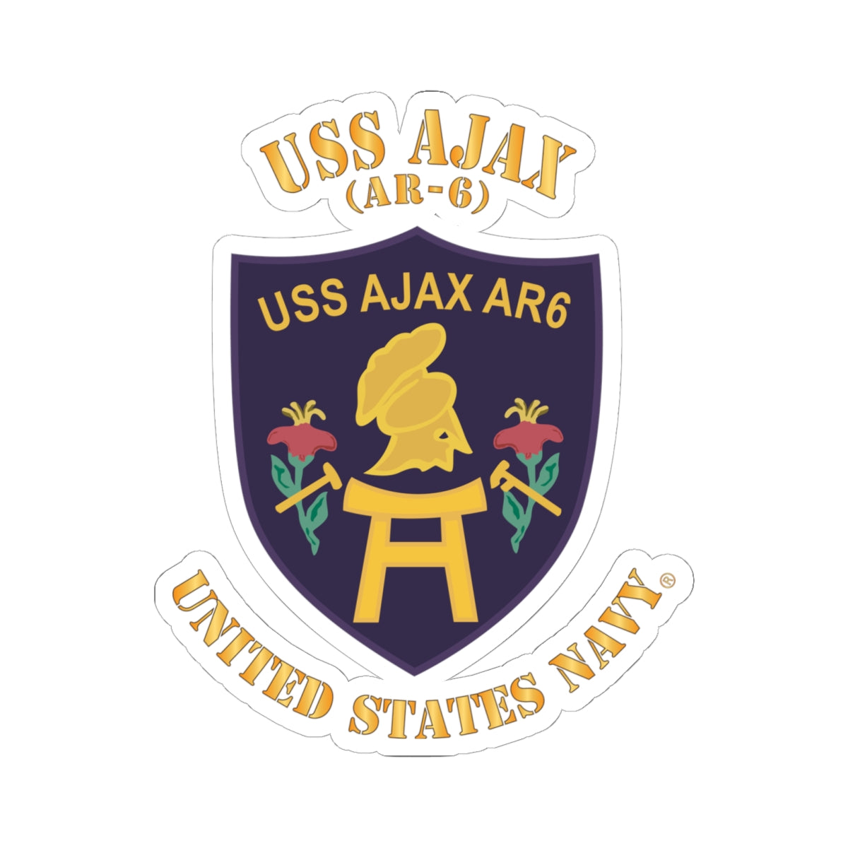 Kiss-Cut Stickers - Navy -  USS Ajax (AR-6)