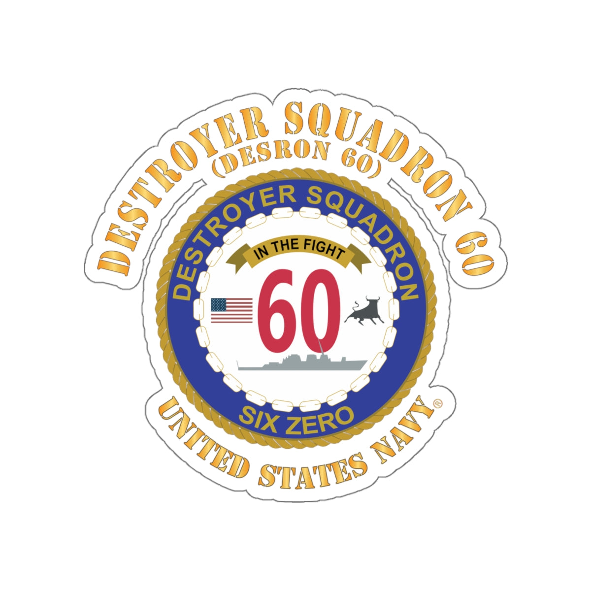 Die-Cut Vinyl Sticker - Navy - Destroyer Squadron 60
