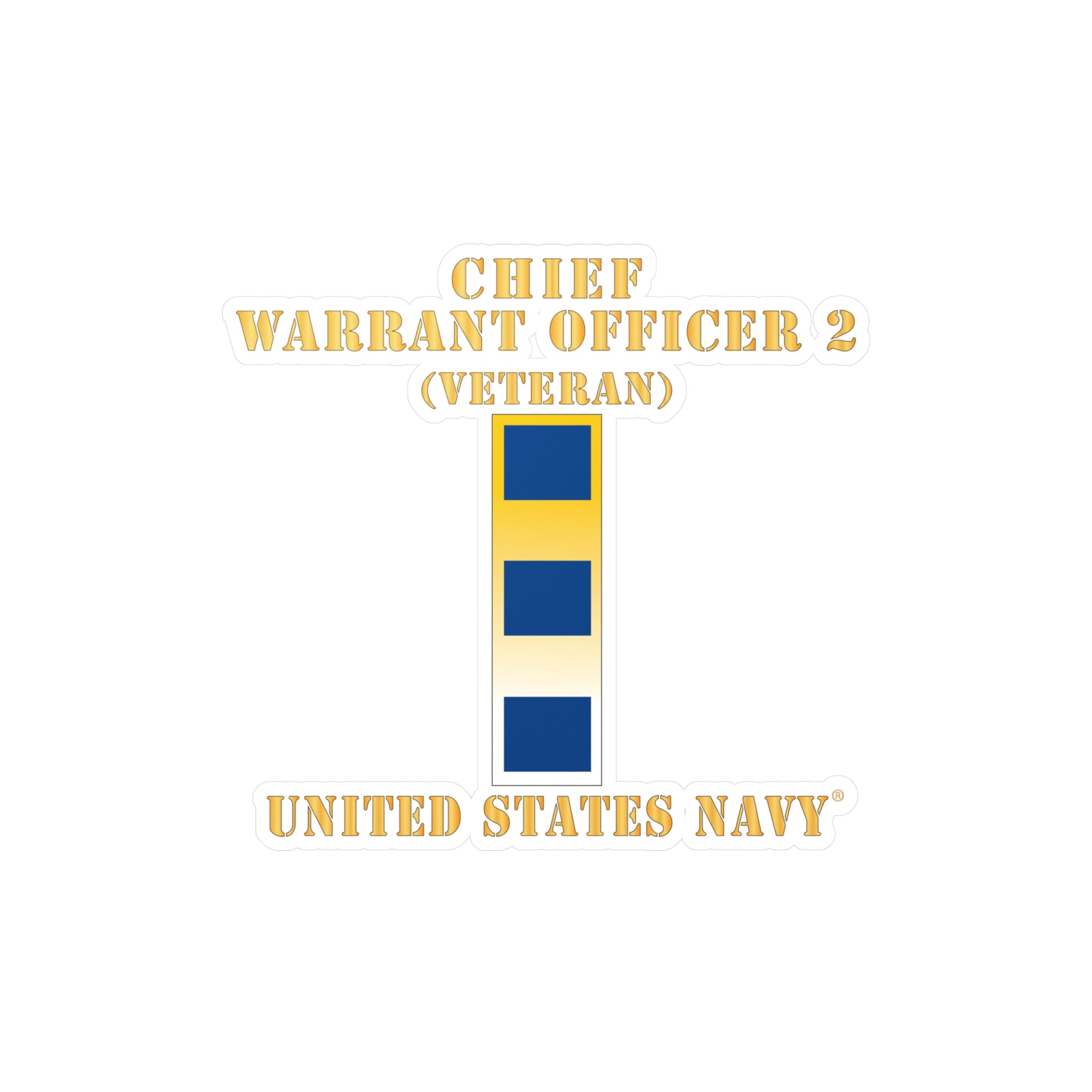 Kiss-Cut Vinyl Decal - Navy - Chief Warrant Officer 2 - CW02 - Veteran