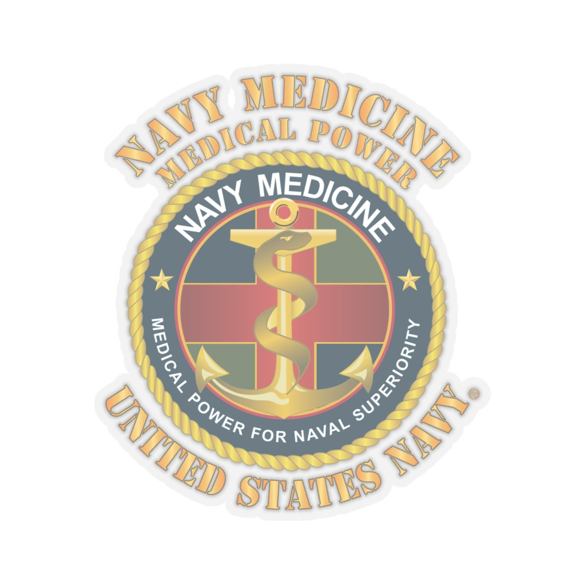 Kiss-Cut Stickers - Navy Medicine - Medical Power for Naval Superiority X 300