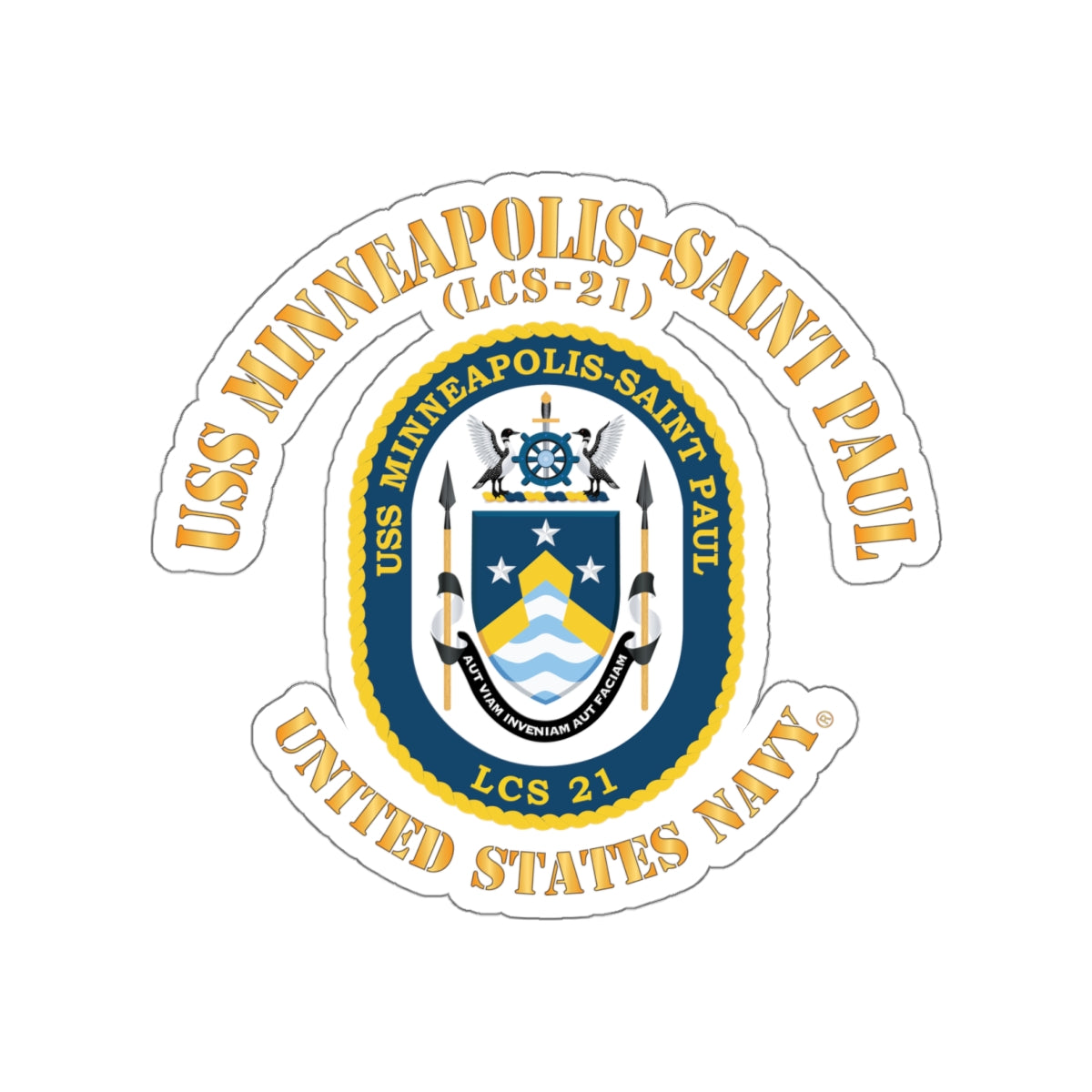 Die-Cut Vinyl Sticker - Navy - USS Minneapolis–Saint Paul (LCS-21)