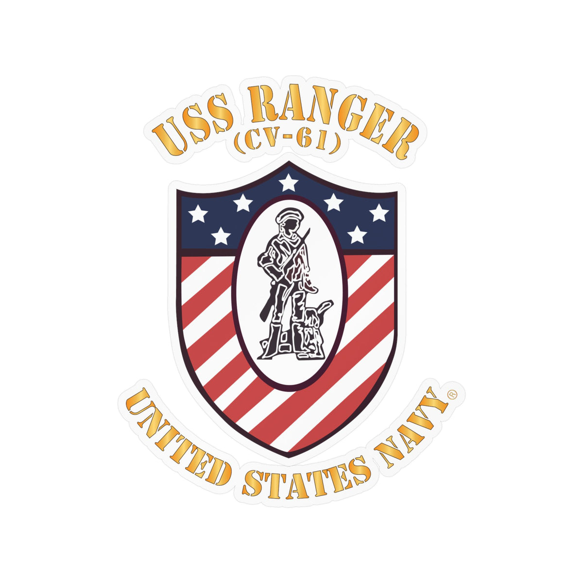 Kiss-Cut Vinyl Decal - Navy - USS Ranger (CV-61) X 300