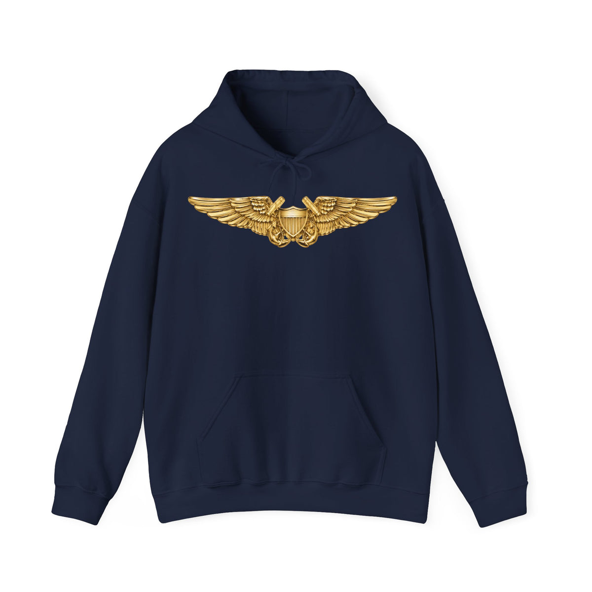 Unisex Heavy Blend™ Hoodies - Navy - Badge - Naval Flight Officer Wings wo txt - 3D - Enhanced