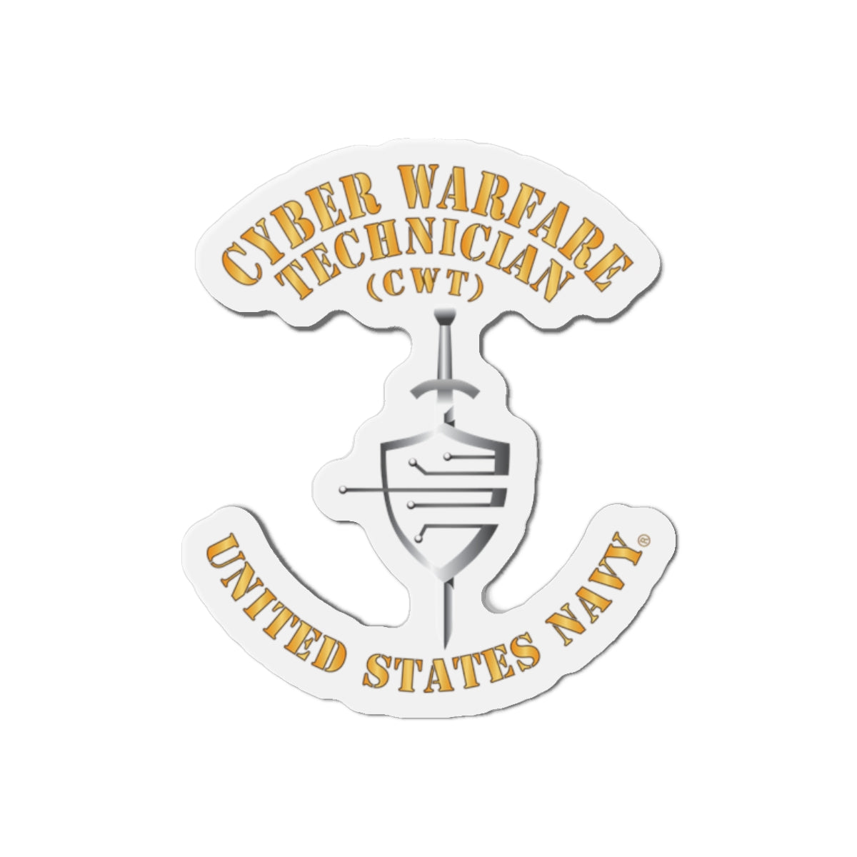 Die-Cut Magnet - Navy - Rate - Cyber Warfare Technician (CWT)