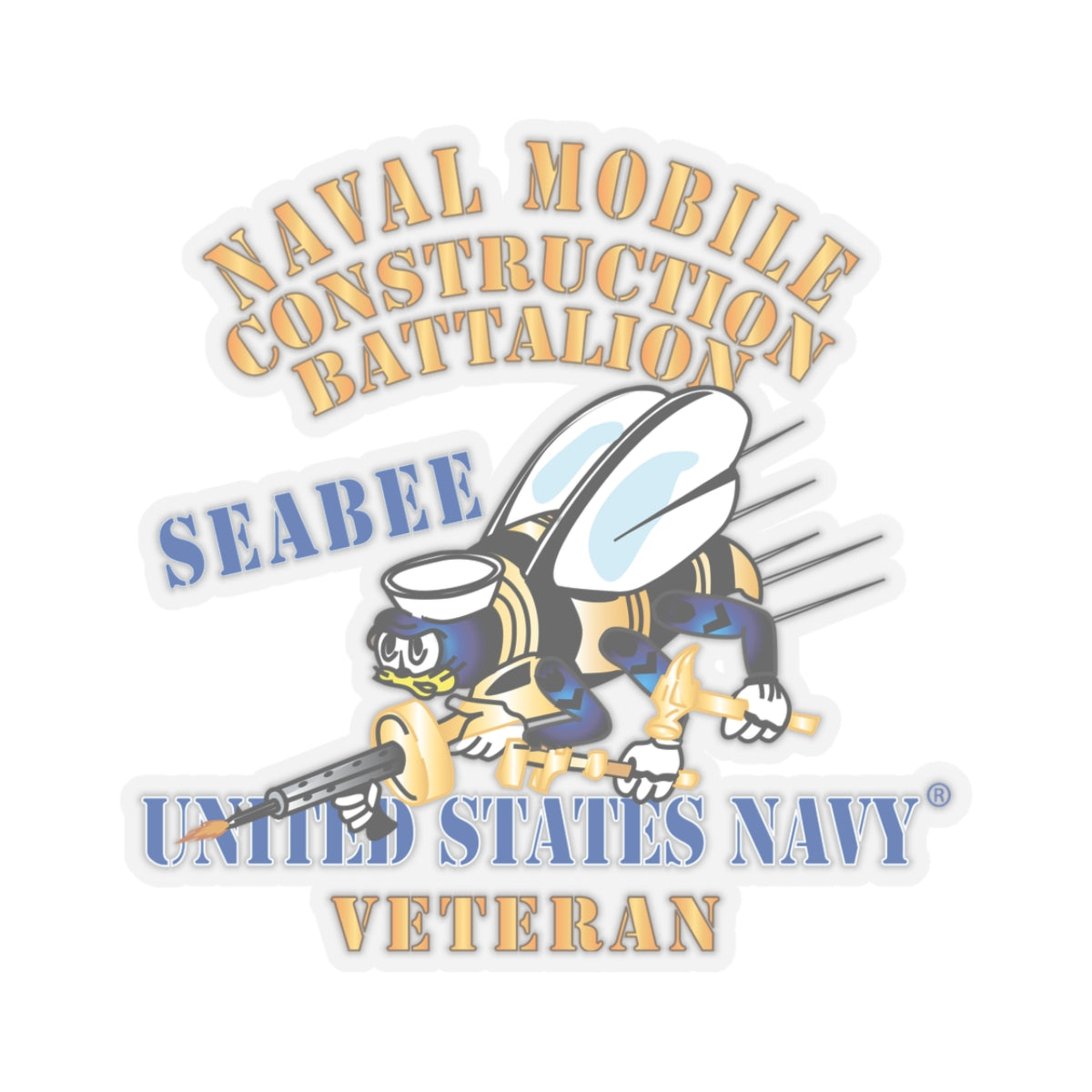 Kiss-Cut Stickers - Navy - Seabee - Veteran